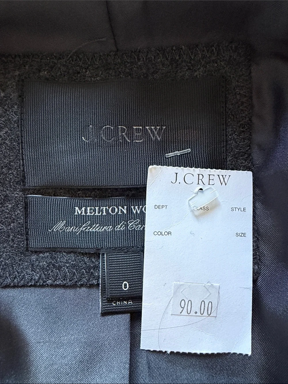 J. Crew Melton Double-Breasted Wool Peacoat - Charcoal Gray size 0 NWT - Picture 6 of 10